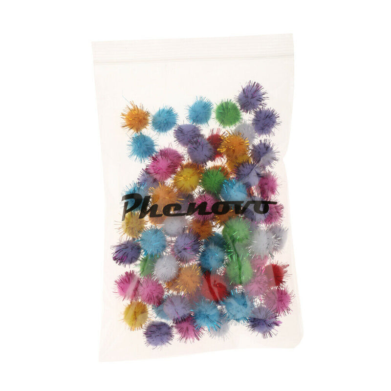 100pcs Cat Toys Ball Soft Crinkle Sparkle Balls Pom Pom Cat Balls Cat Ball 25mm