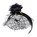 Flower Headband With Veil Floral Spider Headpiece Hair Garland Fancy Dress
