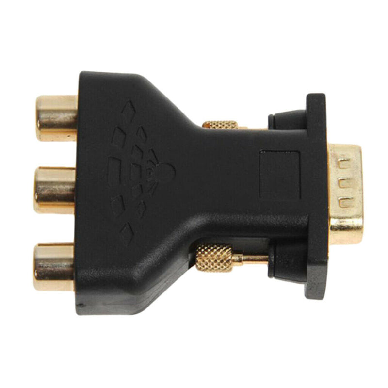 3 RCA RGB Female To HD 15-Pin VGA Style Component Video Jack Adapter (PVC)