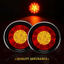 2Pcs 4Inch Round Led Amber Red Taillights With Rubber Grommet 16 Led 12V St Z4D2