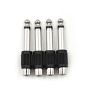 4Pcs RCA Female to 1/4" 6.35mm Male Mono Audio Adapters Connectors PlugsLJ