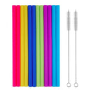Set of 12 Reusable Straight Silicone Drinking Straws with 2pcs cleaning bru