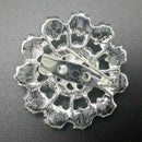 24pc Clear Rhinestone Crystal Flower Brooches Pins Set DIY Wedding Bouquet