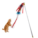 Funny Colorful Feather Tease Cats Dangle Rods Playing Pet Toys(Rose Red)
