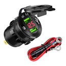 Quick Charge Car Charger Socket QC3.0 Socket LED Voltmeter Boat Black+Red