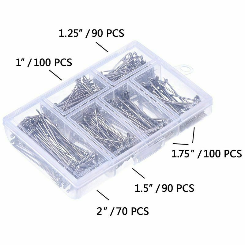 450 Pieces Steel T-Pins Nickel Plated 1 Inch, 1-1/4 Inch, 1-1/2 Inch, 1-3/4 K4F4