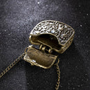 Women LadiesVintage Unique Bag Shape Carved Locket Pendant Long Chain Necklace