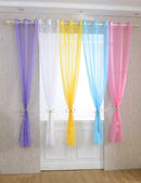 2pcs 100*214cm Eyelet Window Telylene Curtain Sheer Drape Door Valance Turquoise