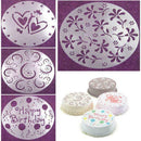 4* Birthday Cake Stencils Template Mold Embossed Spray Flower Cake F6M9 Fon R2T8