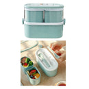 3 IN1 Kids Lunch Box Wheat Straw Box Microwave Food Fruit Storage Container