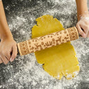 Christmas Rolling Pin Elk Pattern Baking Cookies Biscuit Embossing Roller