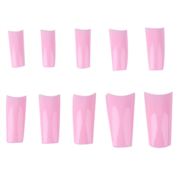 500pcs French Tips False Nail Half Cover Acrylic Gel Nail Art Tool (Pink) A#S