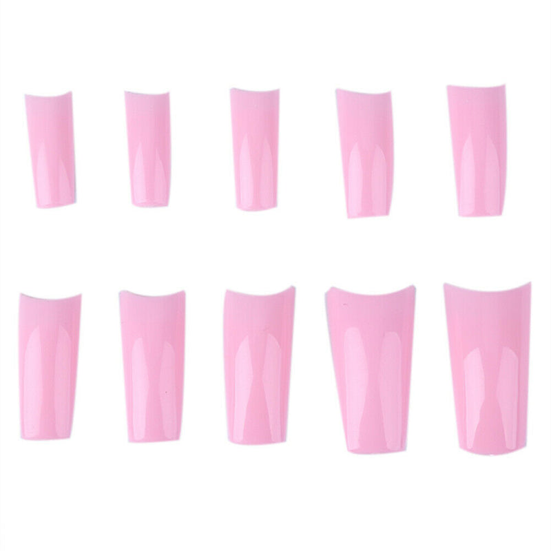 500pcs French Tips False Nail Half Cover Acrylic Gel Nail Art Tool (Pink) A