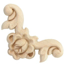Country Chic Rose Wooden Carved Corner Applique 6x6cm Furniture Natural Woo Y2D4
