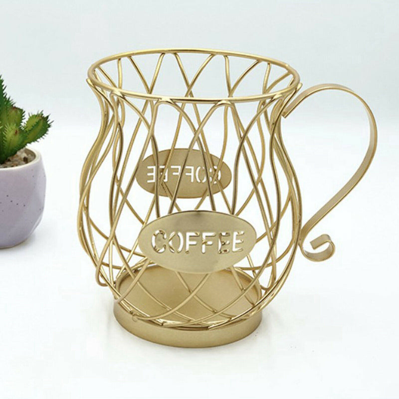 Coffee Pod Holder Mug Cup & Spoons Kit Metal Storage Basket Large Capacity