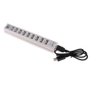High Speed ABS USB Power Adapter Hub With 10x USB 2.0 Ports For Charging