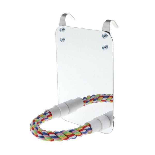Large Mirror Parakeet Bird Mirror Rope Perch E.