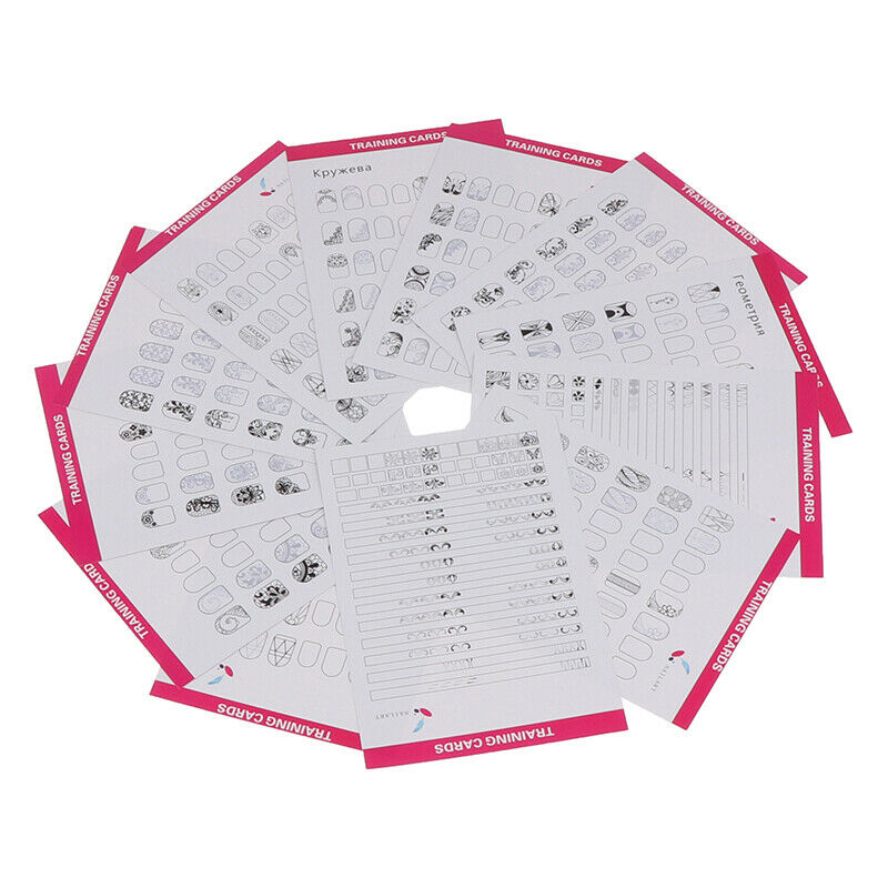 12pcs/set Drawing Nail Art Practice Learning Template Painting Guide Paper SEAU