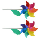 2Pcs Wood Wand Pinwheels, Rainbow Dot Wind Spinners, Windmill for Garden, Yard,