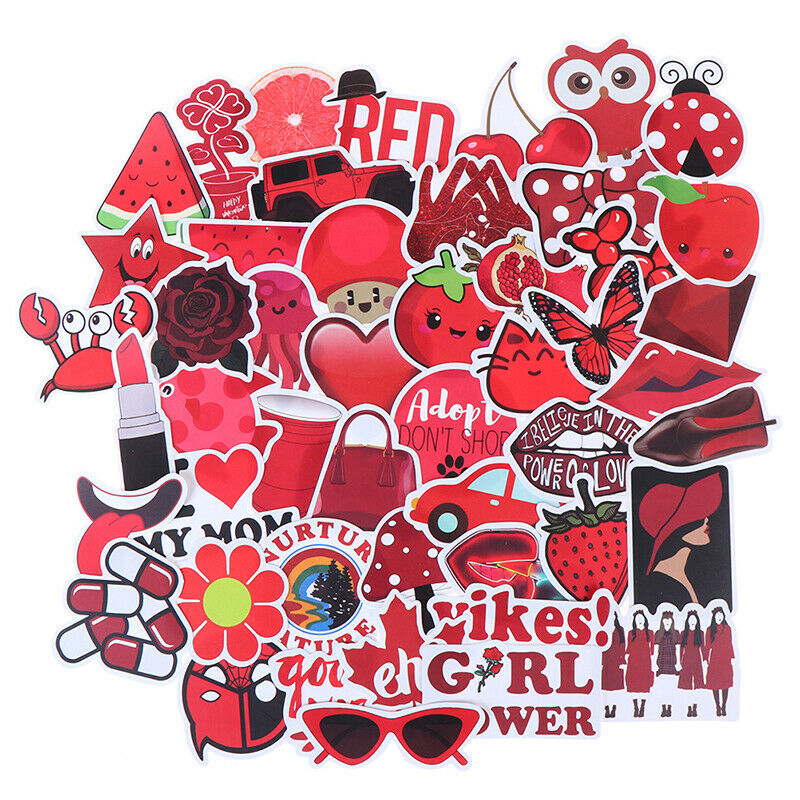 50Pcs Cartoon Red Girls Stickers DIY Suitcase Laptop Guitar Bicycle Car Deca-OZ