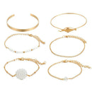 6pcs Retro Shell Flower Bracelet Slice Bangles Women Jewelry Gift (Style 5) A