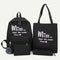 4pcs/set Letter Print Canvas Women Totes Pen Bags Clutch Backpacks (Black)