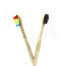 Medium-Bristle Bamboo Toothbrush Rainbow Teeth Brush Fibre Wooden Hand White TO