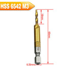6PCS Hex Shank Titanium Plated Screw Thread Drill Bits Set Compound Tap M3 TUF