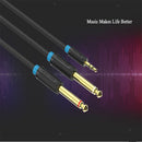 2meter 3.5mm Male Plug to 2x6.5mm Male M/M Adaptor Eextension Audio Cable