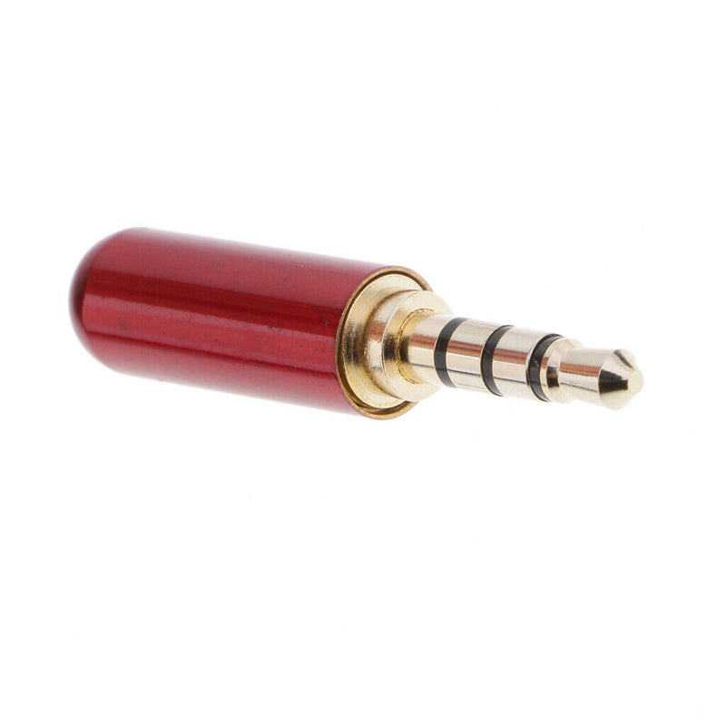 5Pcs 3.5mm 1/8" Male Jack Mini Red Audio Plug Male Stereo Adaptor DIY Soldering