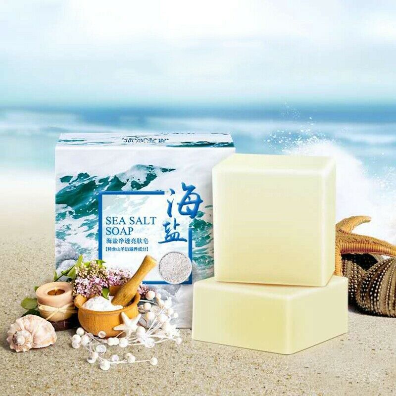 100G Sea Salt Soap Cleaner Removal Pimple Pores Acne Treatment Goat Milk Mo C4N4