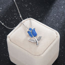 Elegant Blue Fire Opal Flower Pendant Necklace For Women Wedding Jewelry Gifts