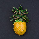 Tropical Pineapple Lapel Pin Fruit Shape Rhinestone Enamel Color Collar Pin