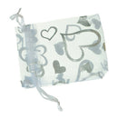 100 Pcs Heart White Organza Wedding Gift Bags Jewellery Pouches 7x9cm X4E5