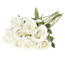 9x Artificial Flannel Rose Flower Bridal Party Home Room Floral Decor White