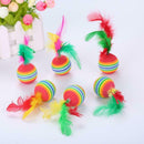 5pcs Cat Ball Toys With Feather Pets Kitten Teaser Interactive Funny Supply