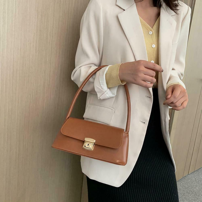Classic Women Handbag PU Leather Shoulder Bag Shopping Totes (Light Brown) A