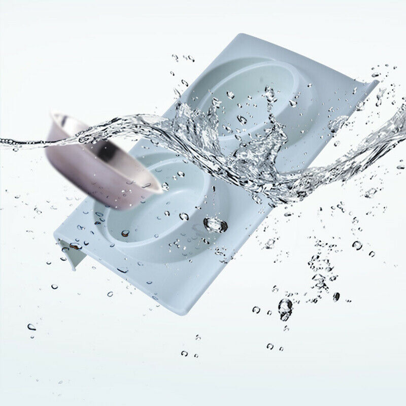 Stainless Steel Double Bowls Food Anti Ants Water Dog Bowl Cat Feeder Cat P L2W3