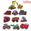 11 Pcs Mini Car Truck Patches For Clothing Applique Clothes Embroidered Sewi3C