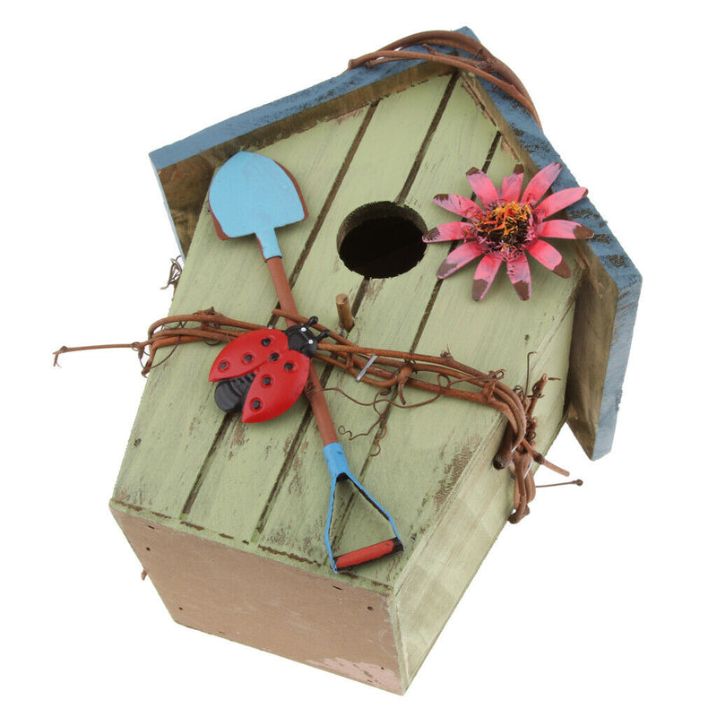 Set of 2 Natural Birdhouse Wooden Handcrafted Hut Bird Friendly House for