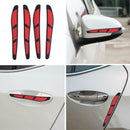 4pcs Car Door Edge Guard Strip Anti-collision Side Mirror Protector (Red)