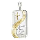 You Will Never Walk Alone Letter Couple Square Necklace Womens Pendant Jewe C9E5