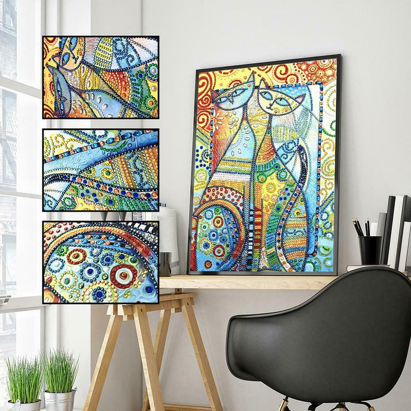 5D DIY Special Shaped Diamond Painting Cat Cross Stitch Mosaic Craft Kits