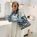 Animal Pattern Shoulder Underarm Bag Women Plush Top-handle Handbag (7)