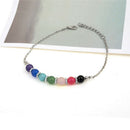 Fashion Jewelry Seven Chakra 7 Colors Crystal Agate Jade Bead Metal Ankletgt MO