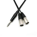 2x 1/4" 6.35mm to 2 Dual XLR Male Cable for Mic Mixer Amplifier Sound Card