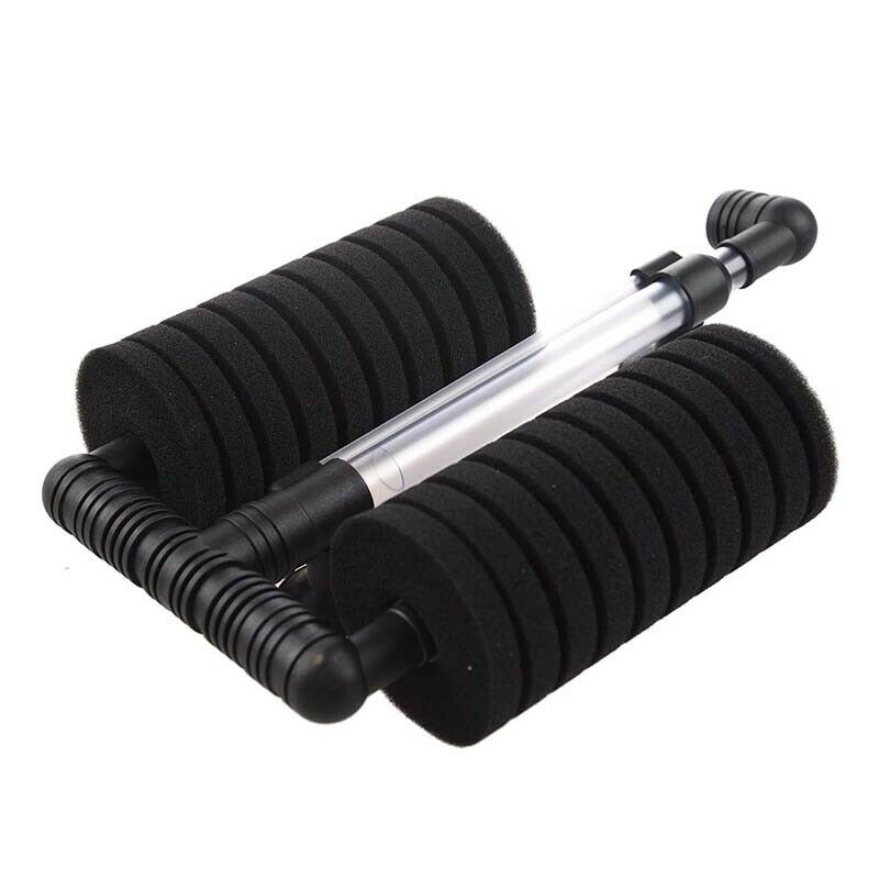 Aquarium Biochemical Sponge Double Water Filter Pump Black S7H4
