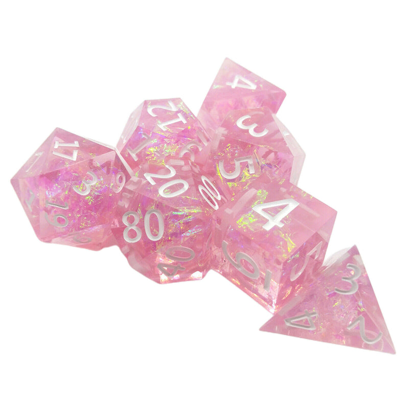 7PCS/Set DND MTG RPG Polyhedral Game Dices D4 D6 D8 D10 D12 D20 Pink