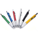 6 in1 Pen Ball-point Pen Level Caliper Screwdriver Stationery Tech tool 1.0mm AA