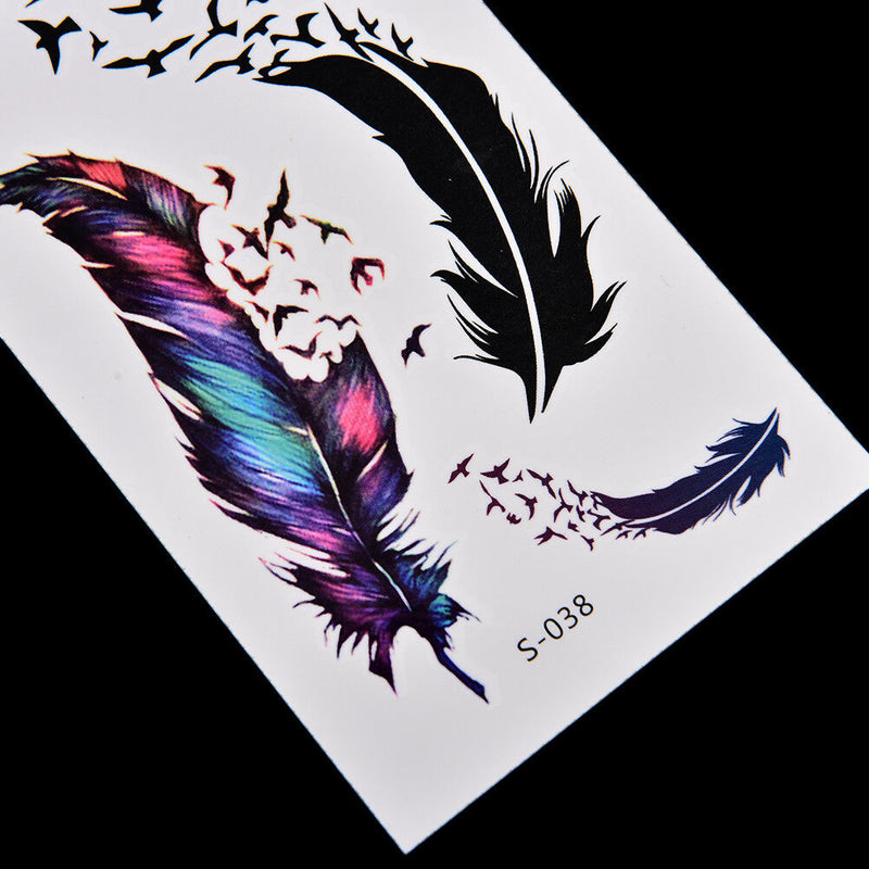 rge Feather Pattern Removable Waterproof Temporary Tattoo Body Art Stickers  TO